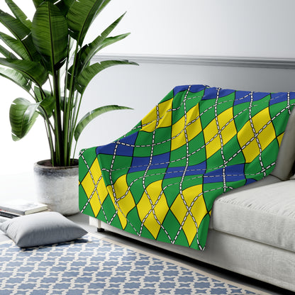 Brazil Retro Argyle Blanket Throw
