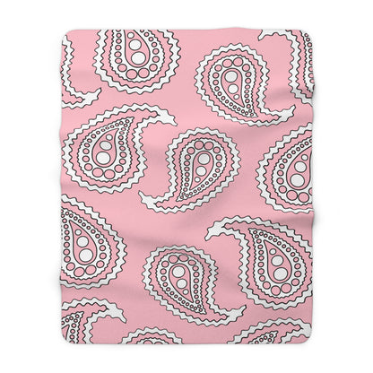 Pink, White Retro Paisley Blanket Throw