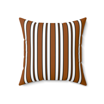 Brown, White Retro Stripes Cushion Pillow