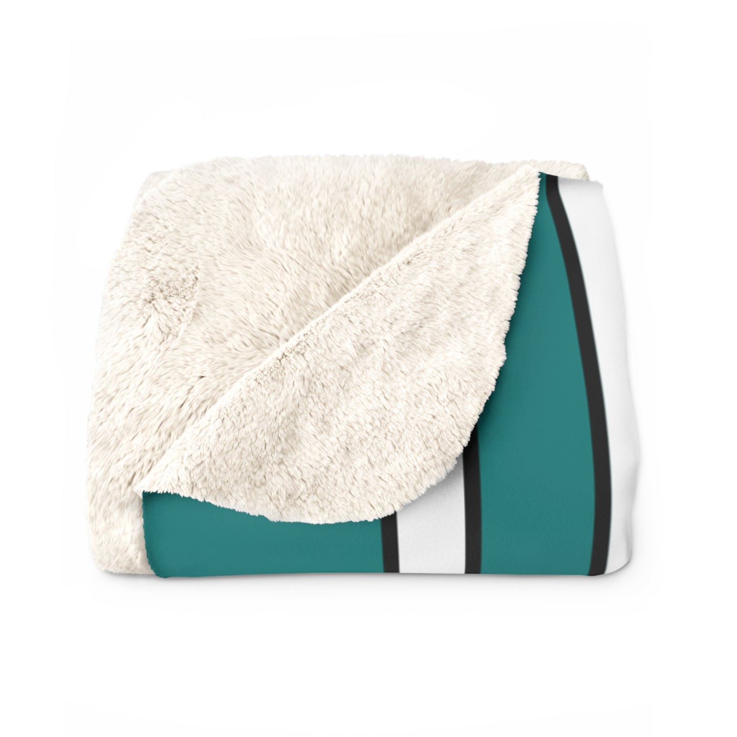 Teal, White Retro Stripes Blanket Throw