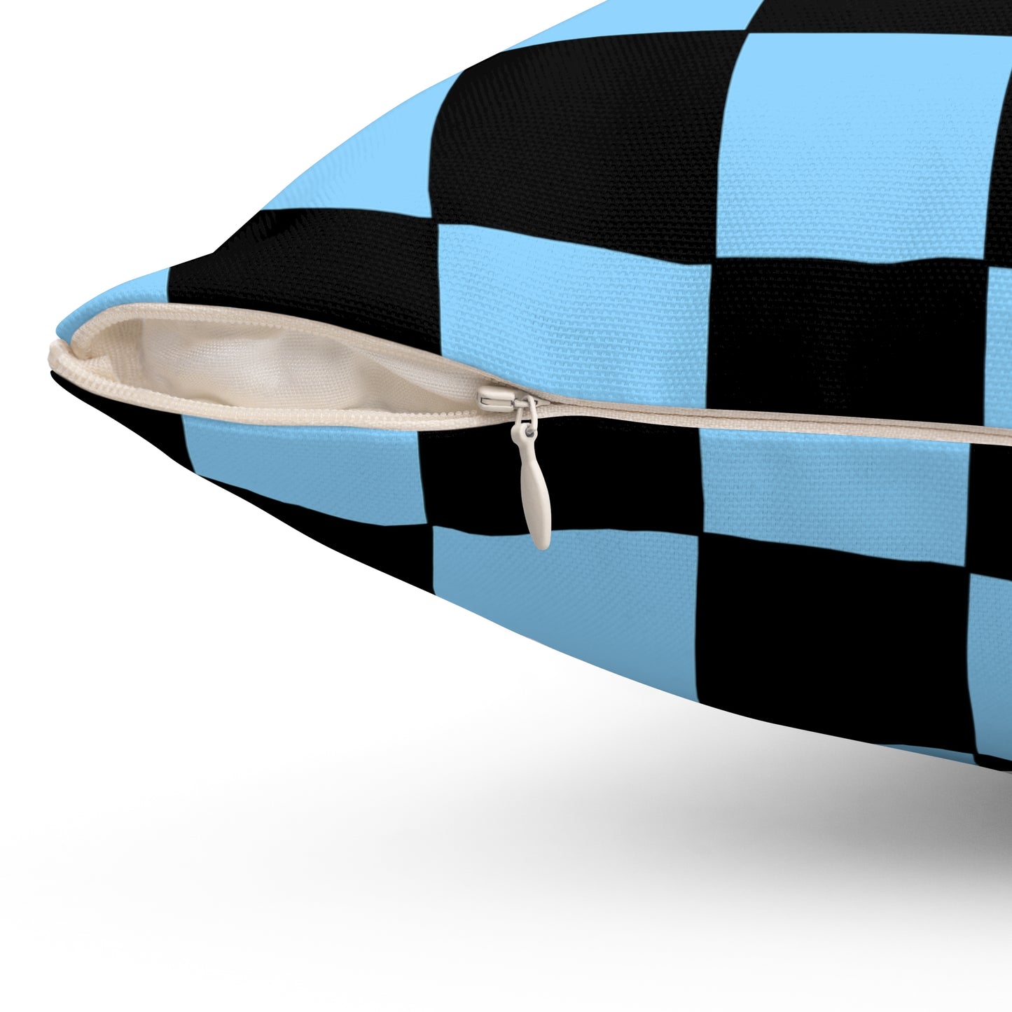 Light Blue, Black Retro Check Cushion Pillow