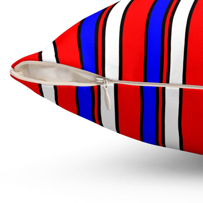 Red, White, Blue Retro Stripes Cushion Pillow