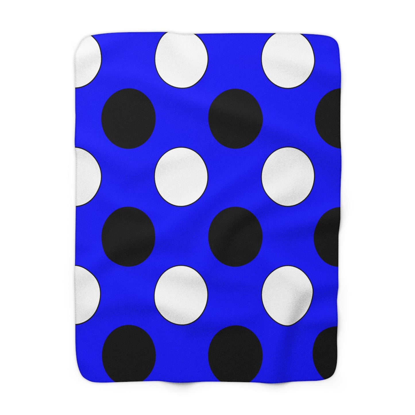 Blue, Black, White Retro Polka Dots Blanket Throw