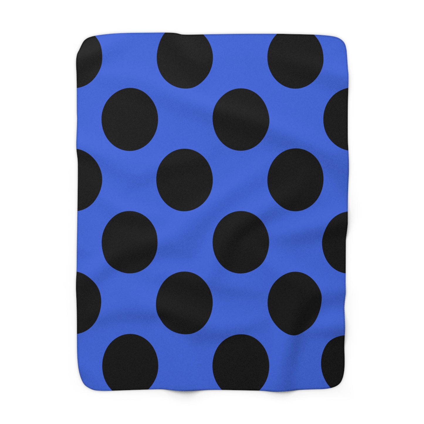 Royal Blue, Black Retro Polka Dots Blanket Throw