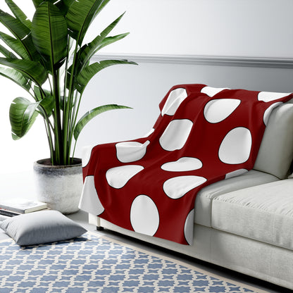 Maroon, White Retro Polka Dots Blanket Throw