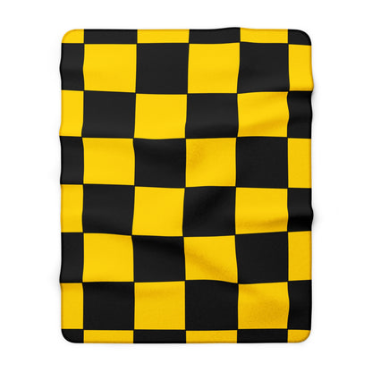 Gold, Black Retro Check Blanket Throw