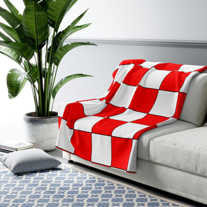 Red, White Retro Check Blanket Throw