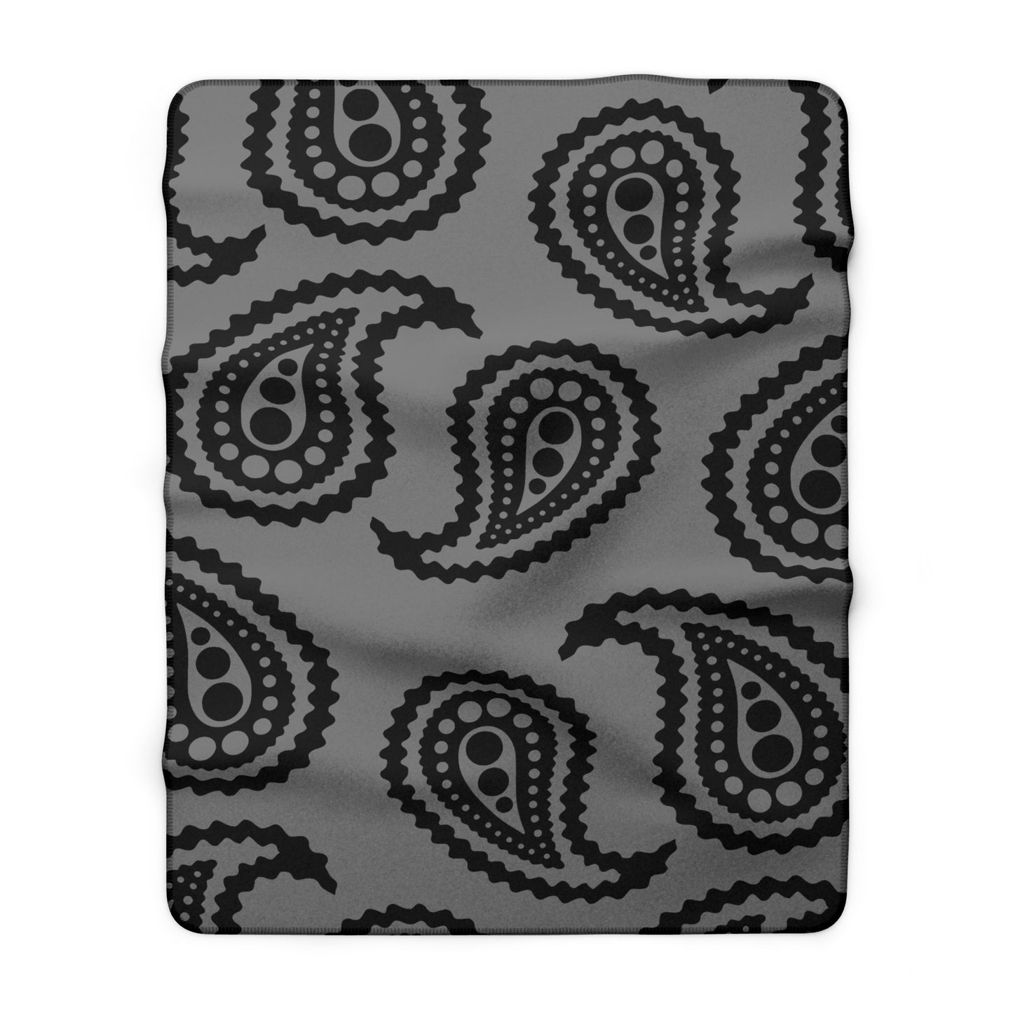 Grey, Black Retro Paisley Blanket Throw
