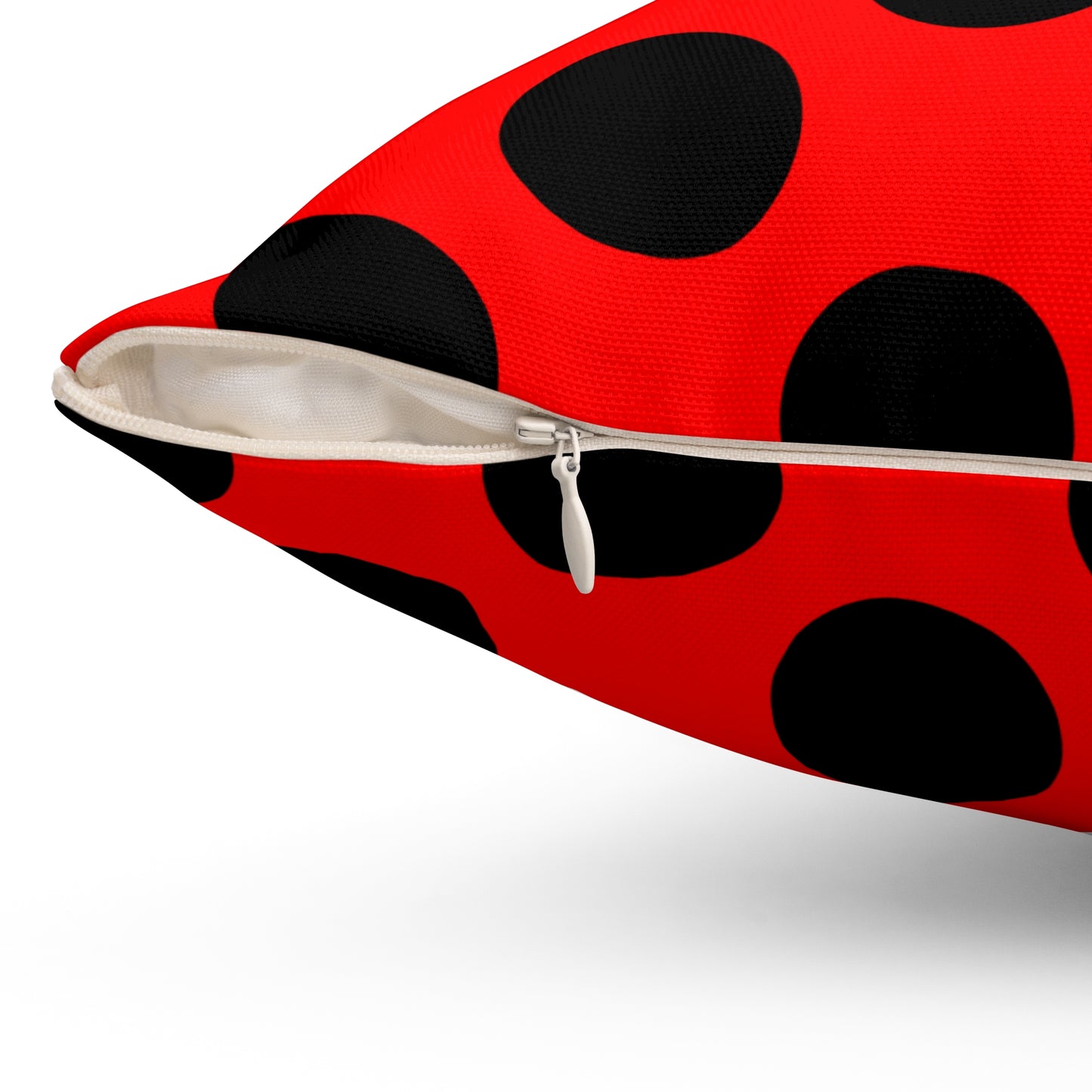 Red, Black Retro Polka Dots Cushion Pillow