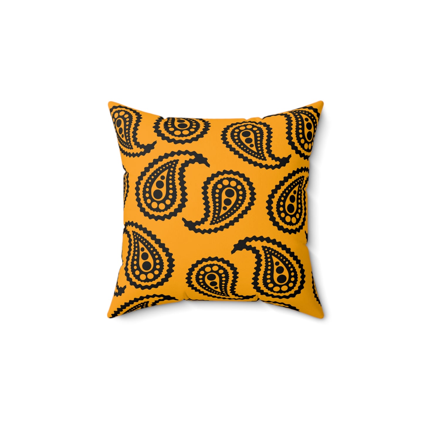 Orange, Black Retro Paisley Cushion Pillow