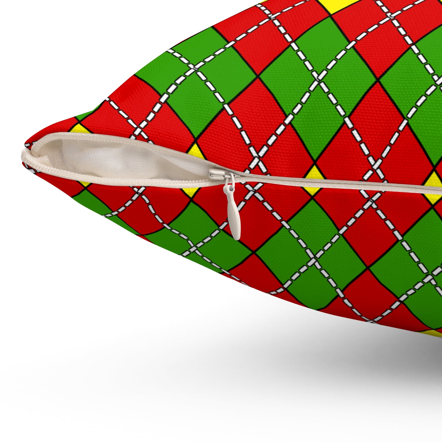 Burkina Faso Retro Argyle Cushion Pillow