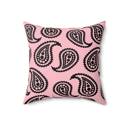 Pink, Black Retro Paisley Cushion Pillow