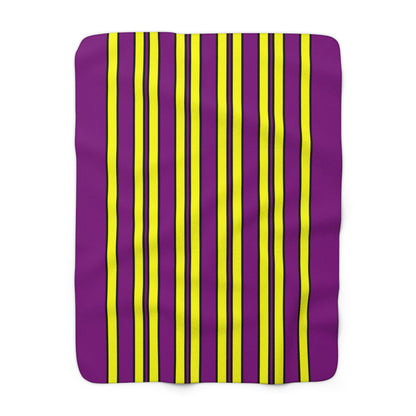 Purple, Yellow Retro Stripes Blanket Throw