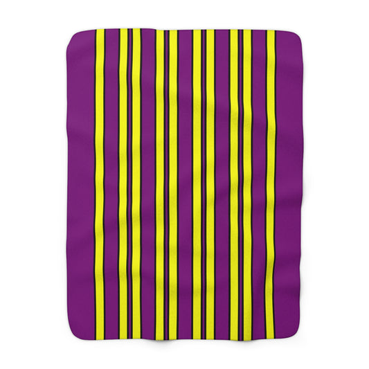 Purple, Yellow Retro Stripes Blanket Throw