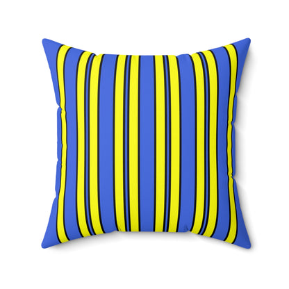 Royal Blue, Yellow Retro Stripes Cushion Pillow
