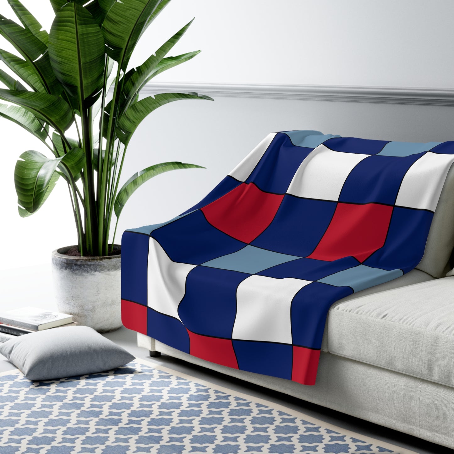 Falkland Islands Retro Check Blanket Throw