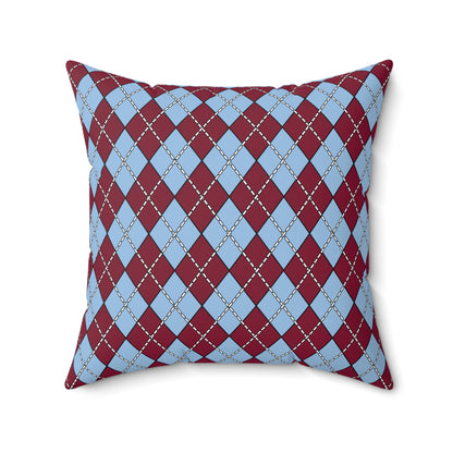 Claret, Blue Retro Argyle Cushion Pillow