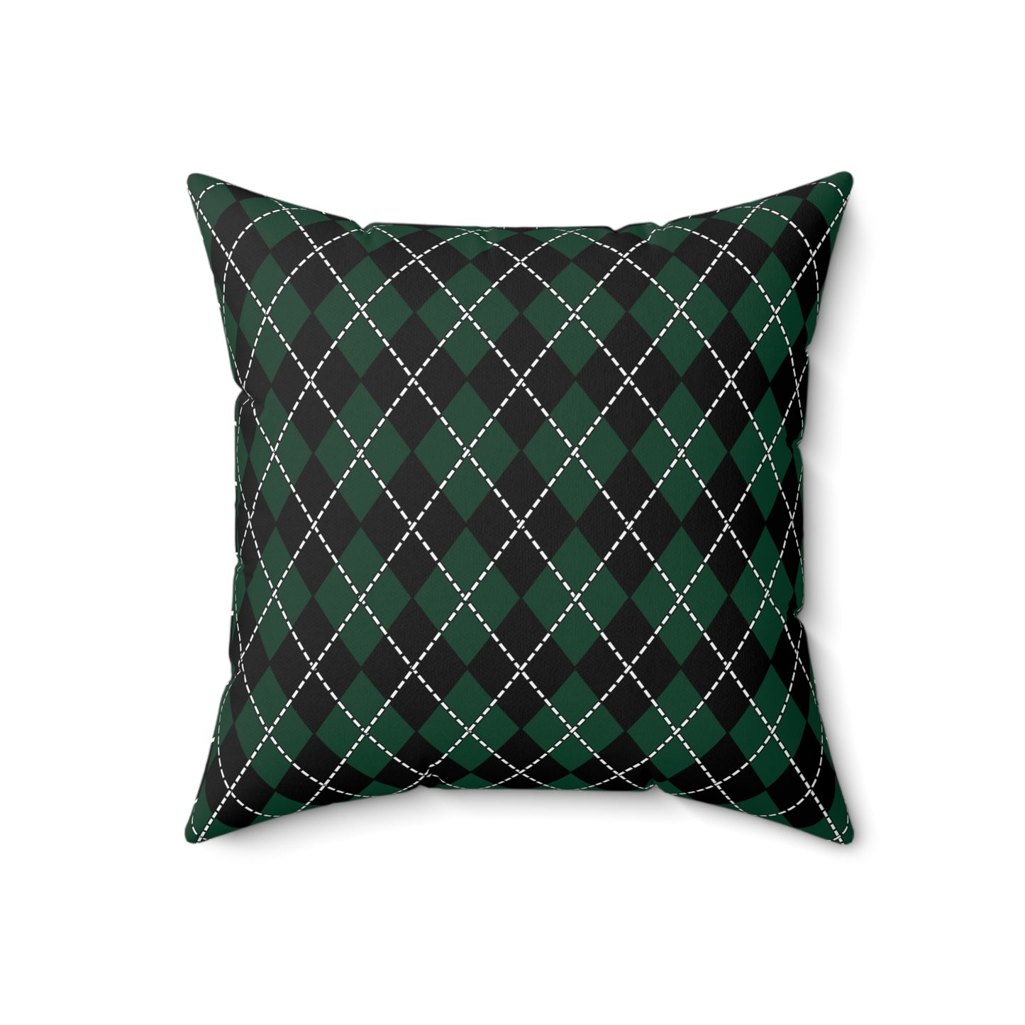 Dark Green, Black Retro Argyle Cushion Pillow