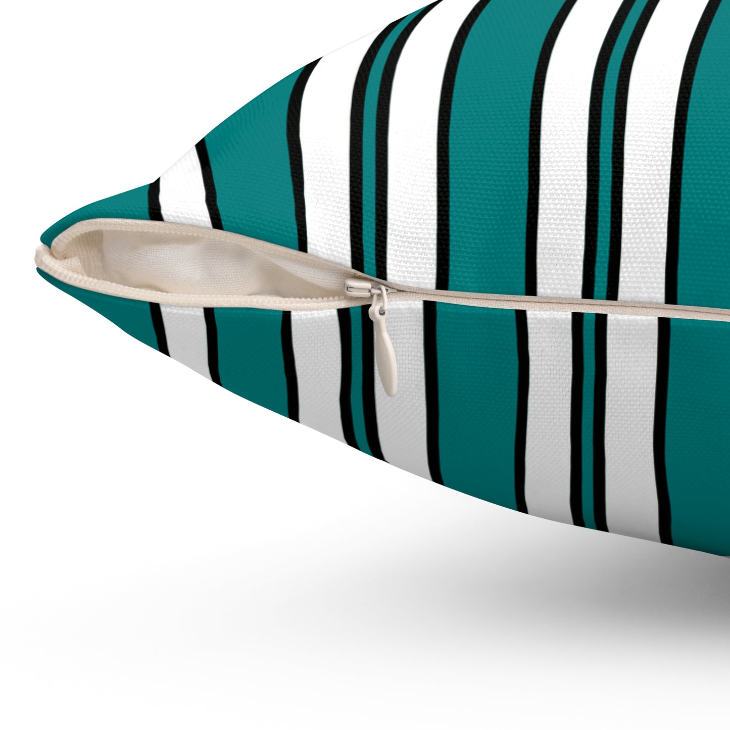 Teal, White Retro Stripes Cushion Pillow