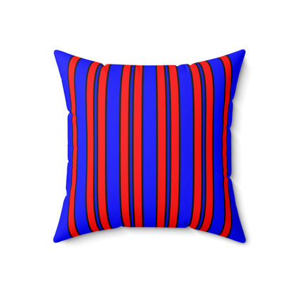 Blue, Red Retro Stripes Cushion Pillow