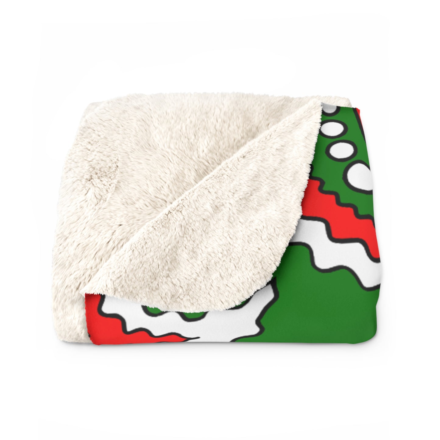 Green, White, Red Retro Paisley Blanket Throw