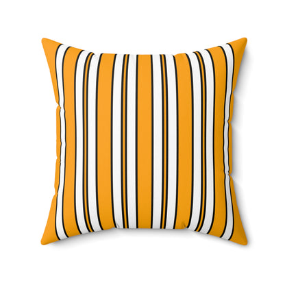 Orange, White Retro Stripes Cushion Pillow