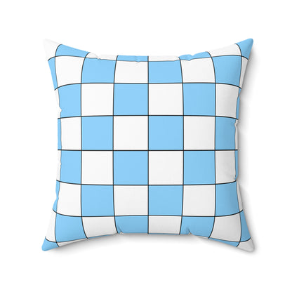 Light Blue, White Retro Check Cushion Pillow
