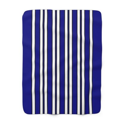 Dark Blue, White Retro Stripes Blanket Throw