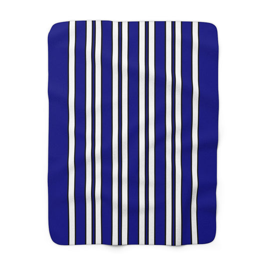 Dark Blue, White Retro Stripes Blanket Throw