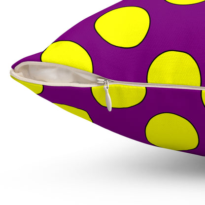 Purple, Yellow Retro Polka Dots Cushion Pillow