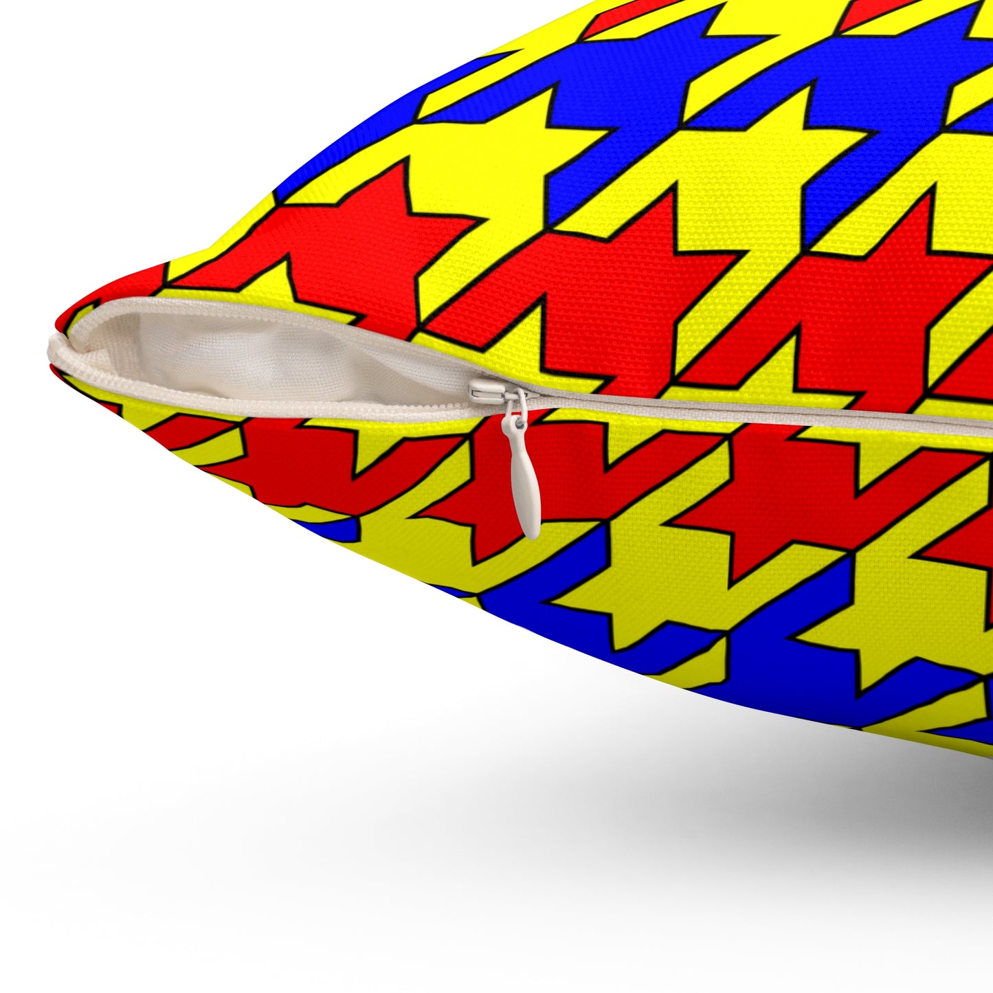 Yellow, Blue, Red Retro Houndstooth Cushion Pillow