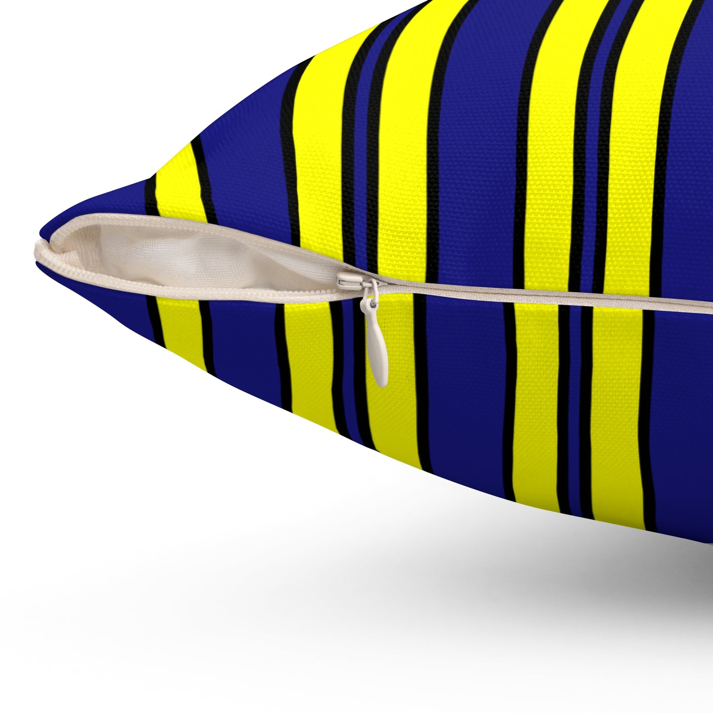 Navy Blue, Yellow Retro Stripes Cushion Pillow