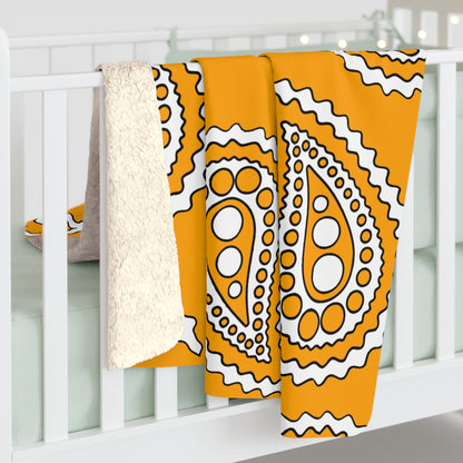 Orange, White Retro Paisley Blanket Throw