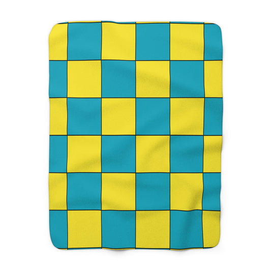 Kazakhstan Retro Check Blanket Throw