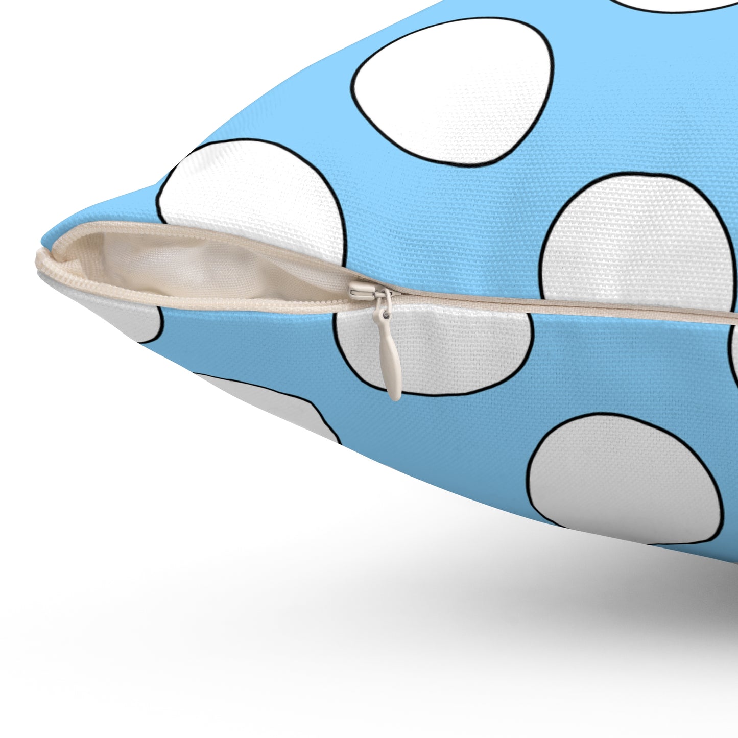 Light Blue, White Retro Polka Dots Cushion Pillow