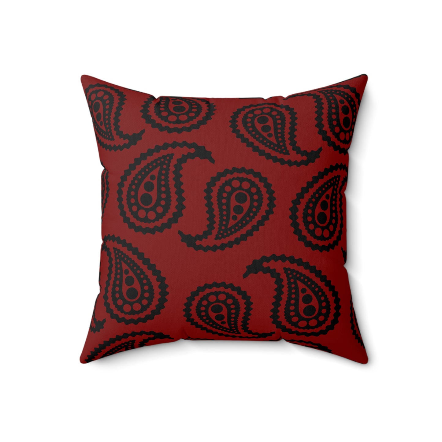 Maroon, Black Retro Paisley Cushion Pillow