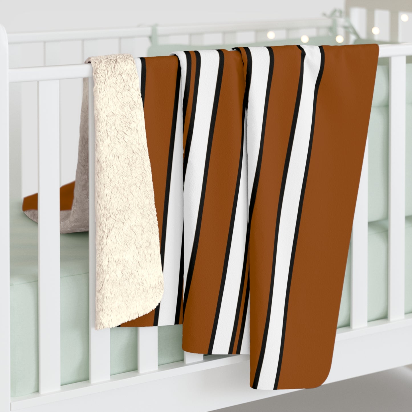 Brown, White Retro Stripes Blanket Throw
