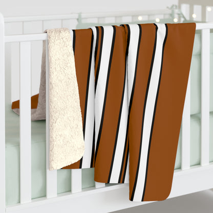 Brown, White Retro Stripes Blanket Throw