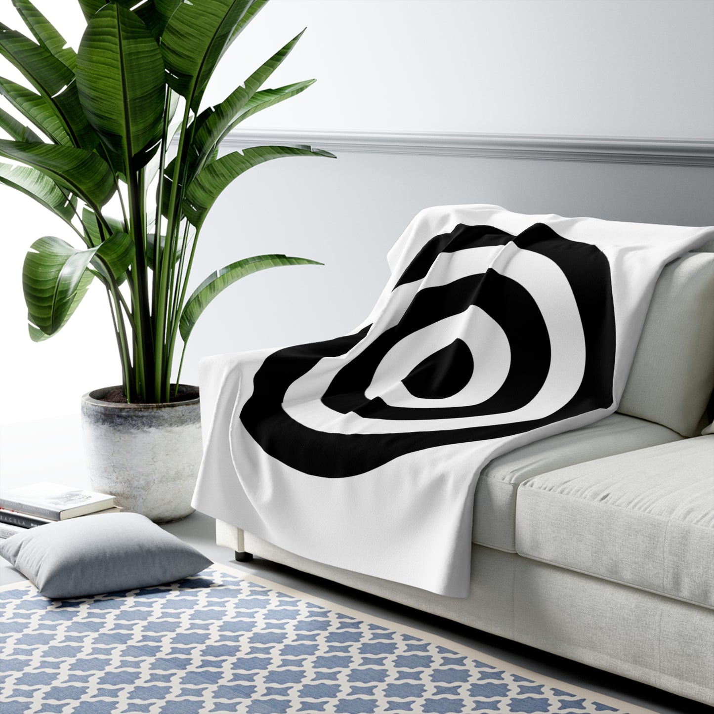 White, Black Retro Target Blanket Throw