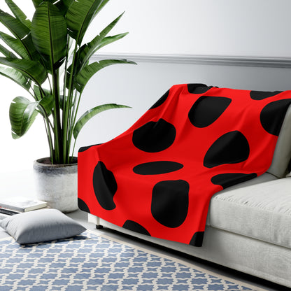 Red, Black Retro Polka Dots Blanket Throw