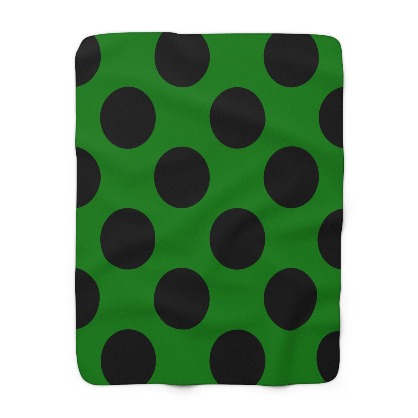 Green, Black Retro Polka Dots Blanket Throw