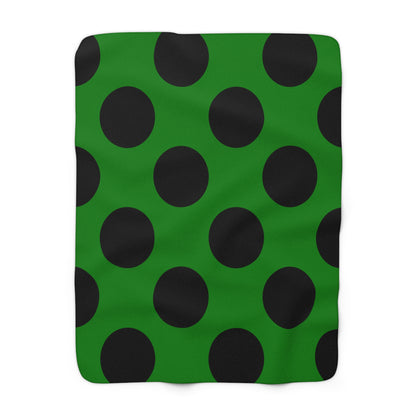 Green, Black Retro Polka Dots Blanket Throw