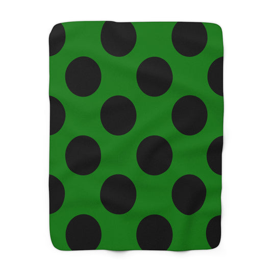 Green, Black Retro Polka Dots Blanket Throw