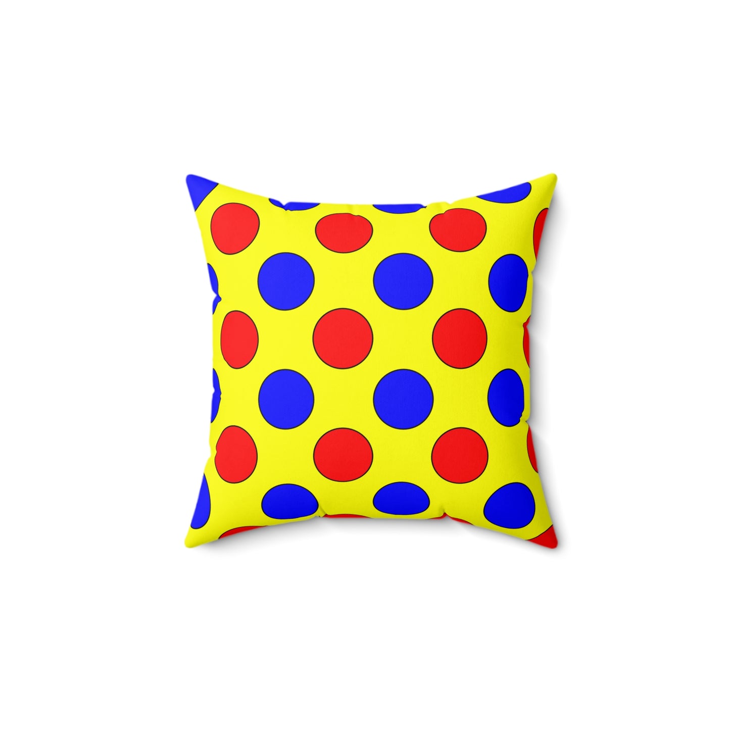 Yellow, Blue, Red Retro Polka Dots Cushion Pillow
