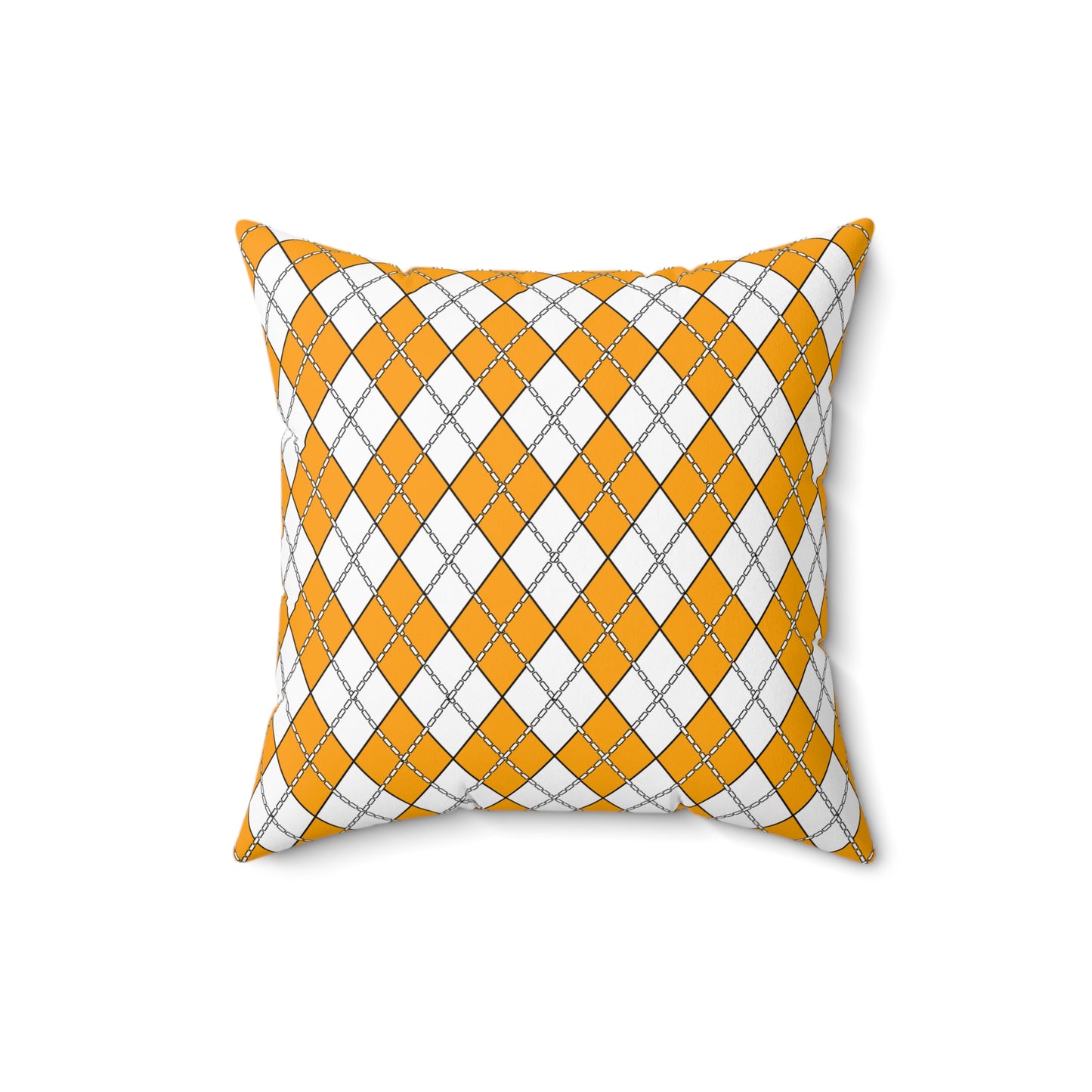 Orange, White Retro Argyle Cushion Pillow