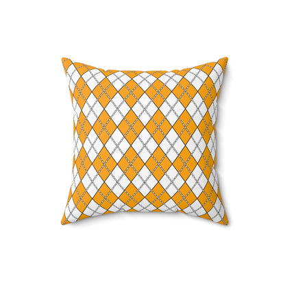 Orange, White Retro Argyle Cushion Pillow