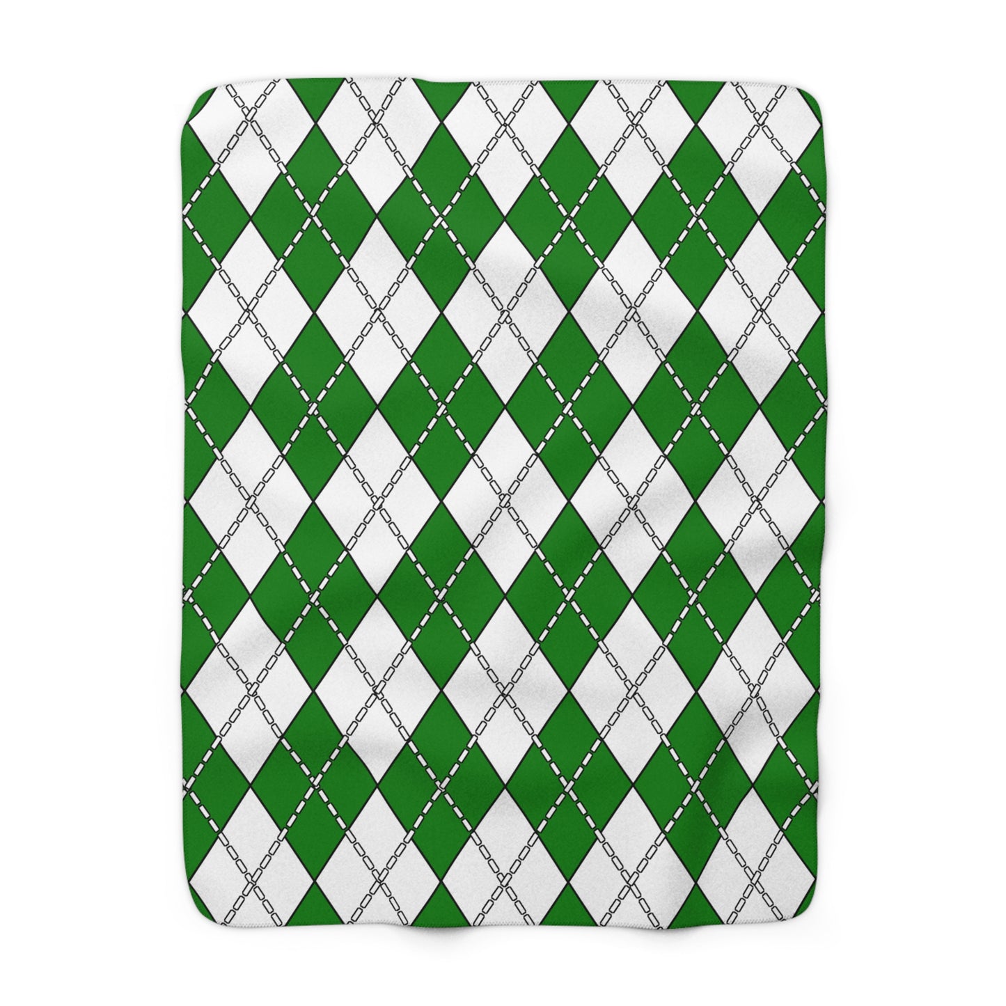 Green, White Retro Argyle Blanket Throw
