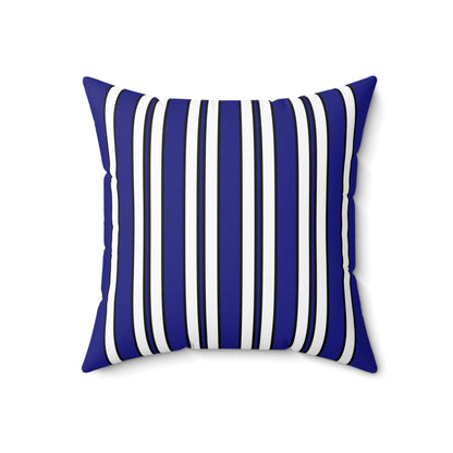 Navy Blue, White Retro Stripes Cushion Pillow