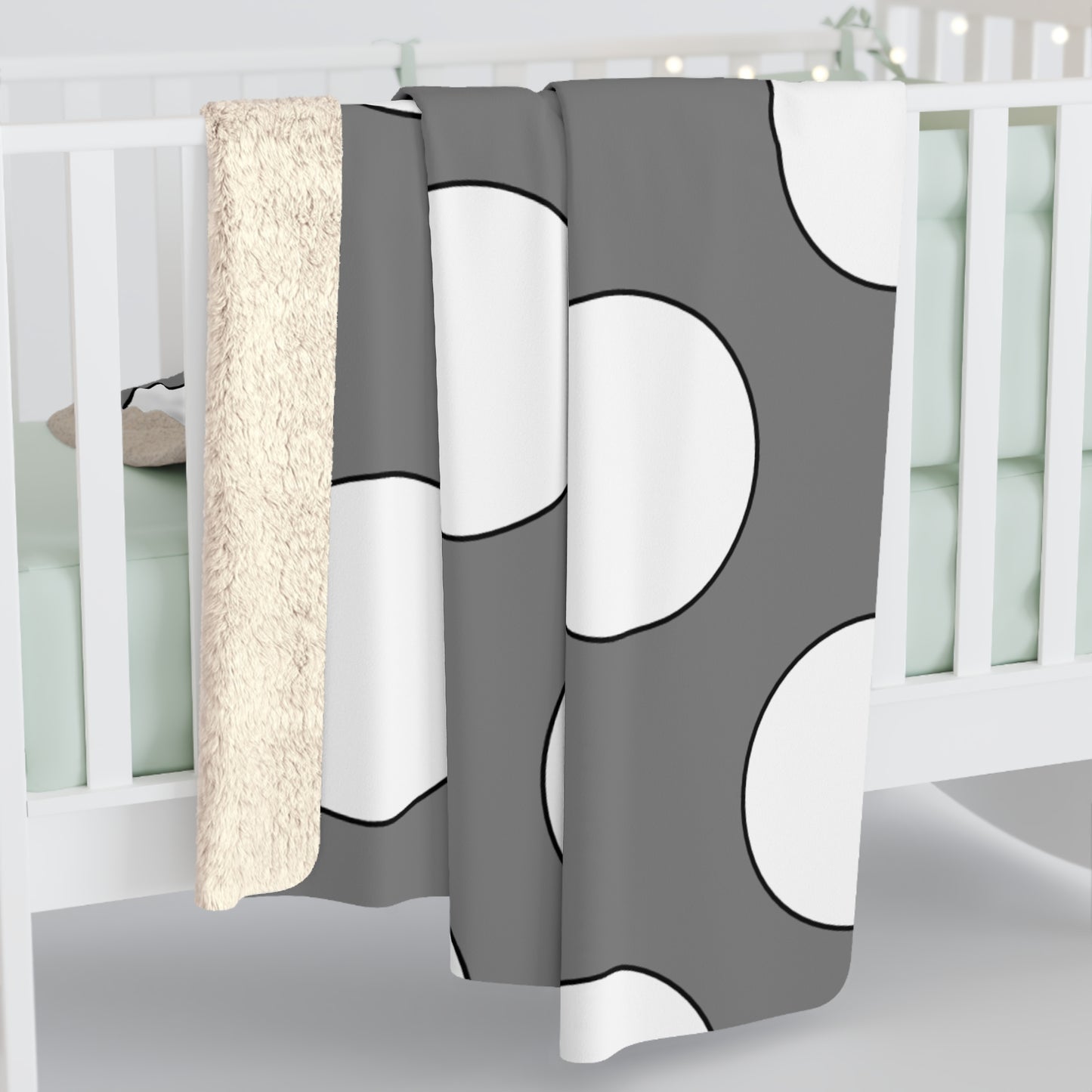 Grey, White Retro Polka Dots Blanket Throw