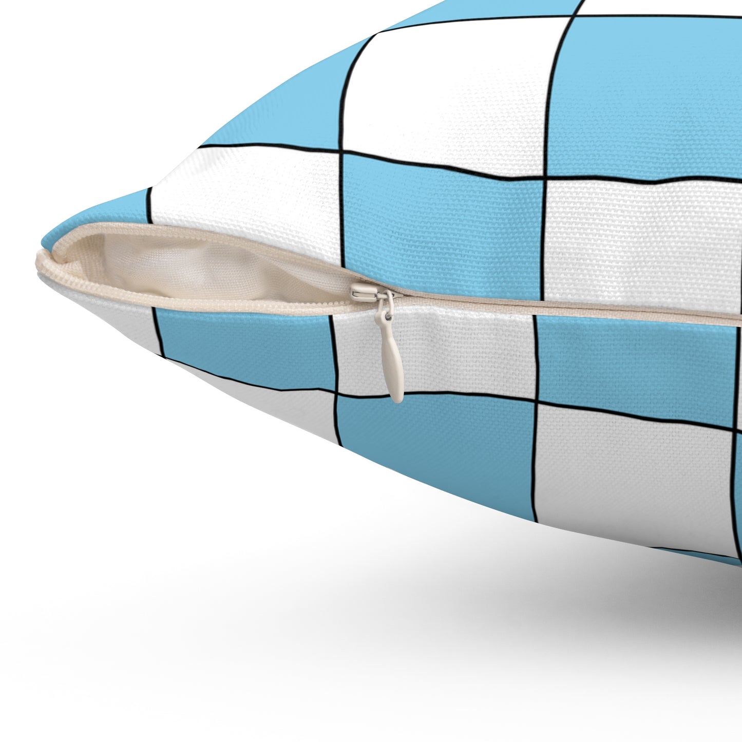 Sky Blue, White Retro Check Cushion Pillow